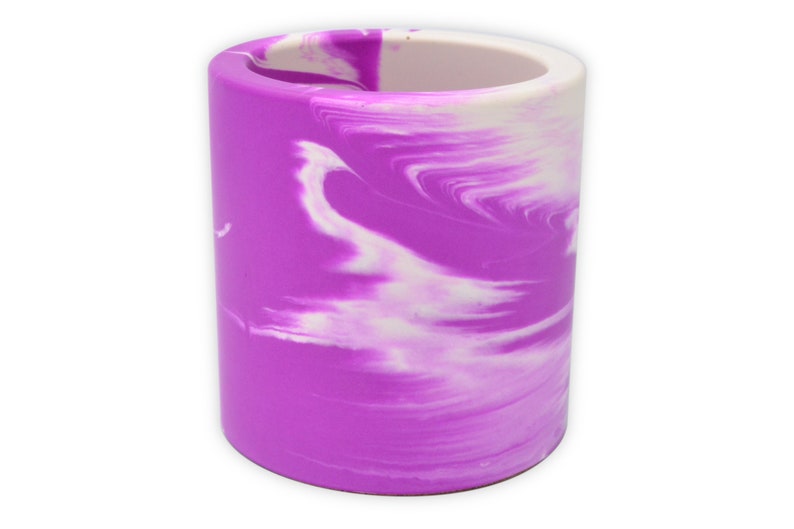 Colourful Pen Pot in Bright Red, Blue, Green, Yellow or Purple Stone and White Marbling Purple