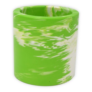 Colourful Pen Pot in Bright Red, Blue, Green, Yellow or Purple Stone and White Marbling Green