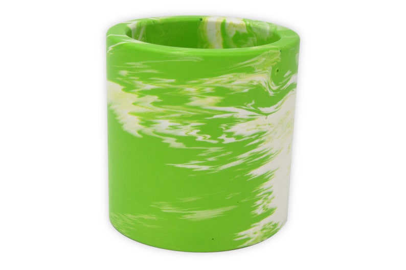 Colourful Pen Pot in Bright Red, Blue, Green, Yellow or Purple Stone and White Marbling Green
