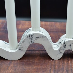 Wiggle Candle Holder, Black on White, Wave Squiggle Design, Jesmonite Stone Concrete Alternative image 2