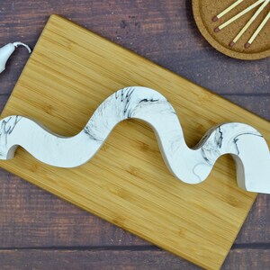 Wiggle Candle Holder, Black on White, Wave Squiggle Design, Jesmonite Stone Concrete Alternative image 3