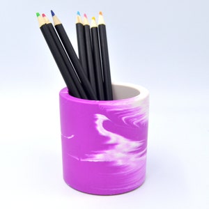 Colourful Pen Pot in Bright Red, Blue, Green, Yellow or Purple Stone and White Marbling image 7