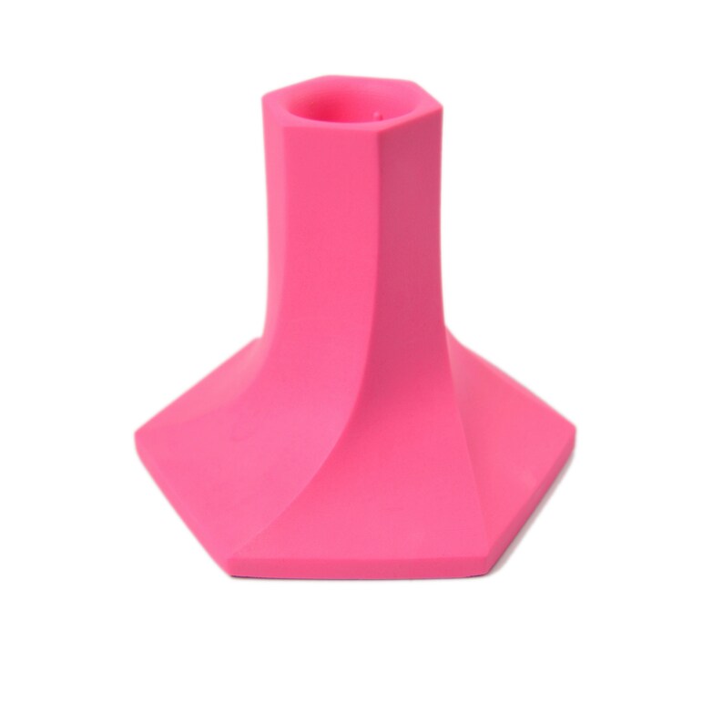 Hexagon Twist Taper Candle Holder in Bright Pink, Blue, Green, Red, Yellow or Purple Jesmonite Stone Pink