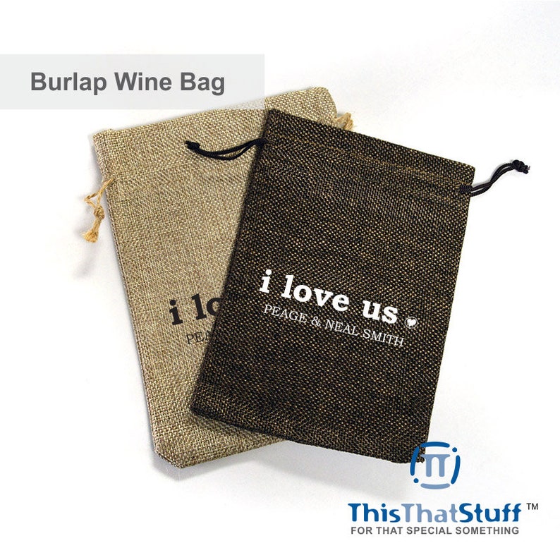 Custom Printed Burlap Wine Bag for Weddings Celebrations Etsy