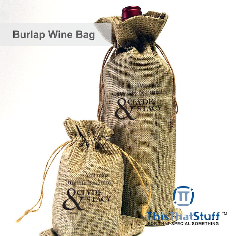 Custom Printed Burlap Wine Bag for Weddings Celebrations Etsy