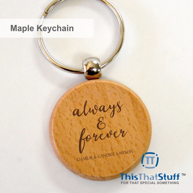 Custom Printed Circle Maple Keychains With Key Ring