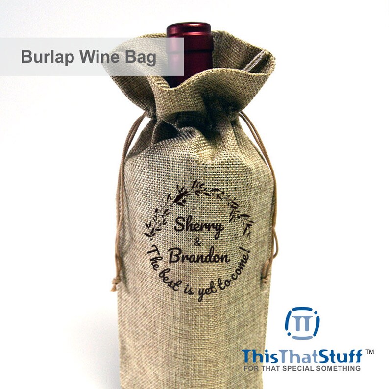 Custom Printed Burlap Wine Bag for Weddings Celebrations Etsy