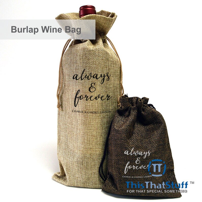 Custom Printed Burlap Wine Bag for Weddings Celebrations Etsy