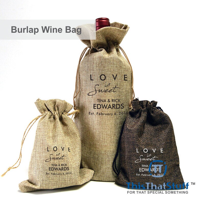 Custom Printed Burlap Wine Bag for Weddings Celebrations Etsy