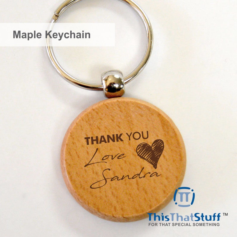 Custom Printed Circle Maple Keychains With Key Ring