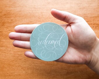 Redeemed | Isaiah 43:1 | Vinyl Die Cut Sticker | 3 x 3 inches | Christian Sticker | Bible Verse | Gift Add-On Extra