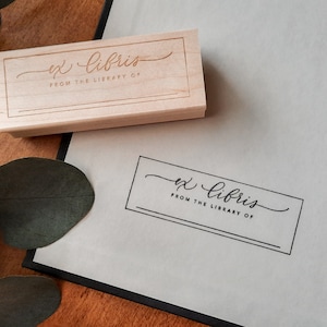 Ex Libris Rubber Stamp | From the Library Of | Wooden Bookplate Stamp | Calligraphy | Library Stamp | Bookish | Valentine&#39;s Day | Book Lover