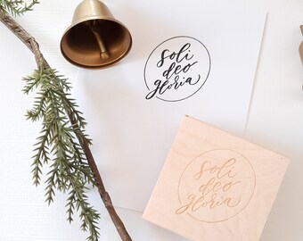 Soli Deo Gloria Rubber Stamp | Wooden Stamp | Calligraphy | Stationery Stamp | Baptism Gift | Confirmation Gift | Christmas Gift