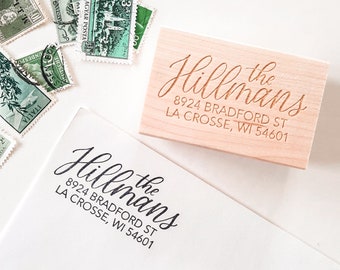 Custom Calligraphy Address Stamp | Wooden Address Stamp | Modern Calligraphy | Housewarming Gift | Wedding Gift | New Home