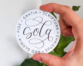 The Five Solas | Die Cut Magnet | 3 x 3 inches | Christian Magnet | Bible Verse | Protestant Reformation | Gift Add-On Extra