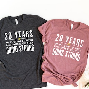 20th Anniversary Matching Couple T-Shirts, Married 20 Years immagine 1