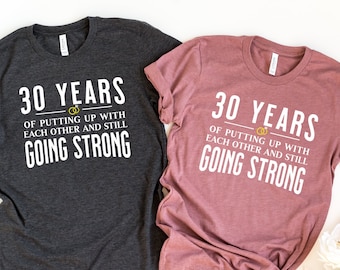 30th Anniversary Gift, 30 Year Wedding Anniversary Couple Shirt