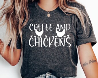 Chicken T-Shirt for Coffee Drinker, Farm Animal Chicken Lover Gift