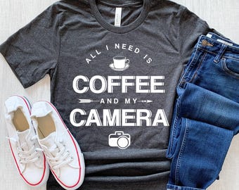 Coffee and Camera Wedding Photographer Shirt, Gift for Photography Student