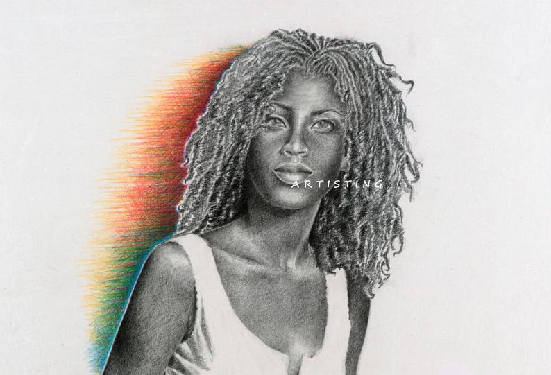 MULATO Metisseposter fine art drawing in pencil image 2