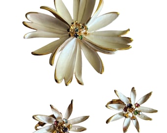 Conjunto de pendientes vintage Park Lane con flor de esmalte y diamantes de imitación