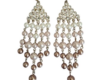 Pendientes colgantes de perlas y cristales de imitación de Givenchy