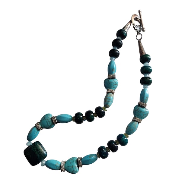 Vintage Chunky Turquoise Beads And Stone Necklace