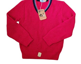 Vintage Kids Bulkies Orlon Sweater Red 6X NWT