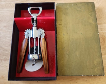 Vintage Wing Corkscrew Faux Wood Bakelite Handles