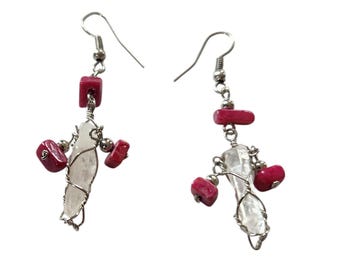 Handmade Artisan Earrings in Natural Quartz Crystal Stone Energy Protection