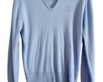 VTG 50/60s Orlon Pullover Womens Small Blue Knit Pullover Rockabilly Sockhop