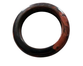 Vintage Cinnabar & Black Bangle Bracelet - Possibly Bakelite