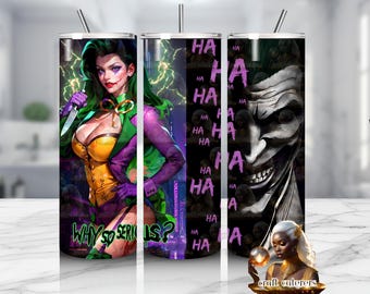 Why So Serious - Joker Face Costume - Halloween - 20oz Tumbler Wrap (Digital Download)