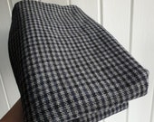 Grey black check plaid tartan medium weight wool dressmaking fabric