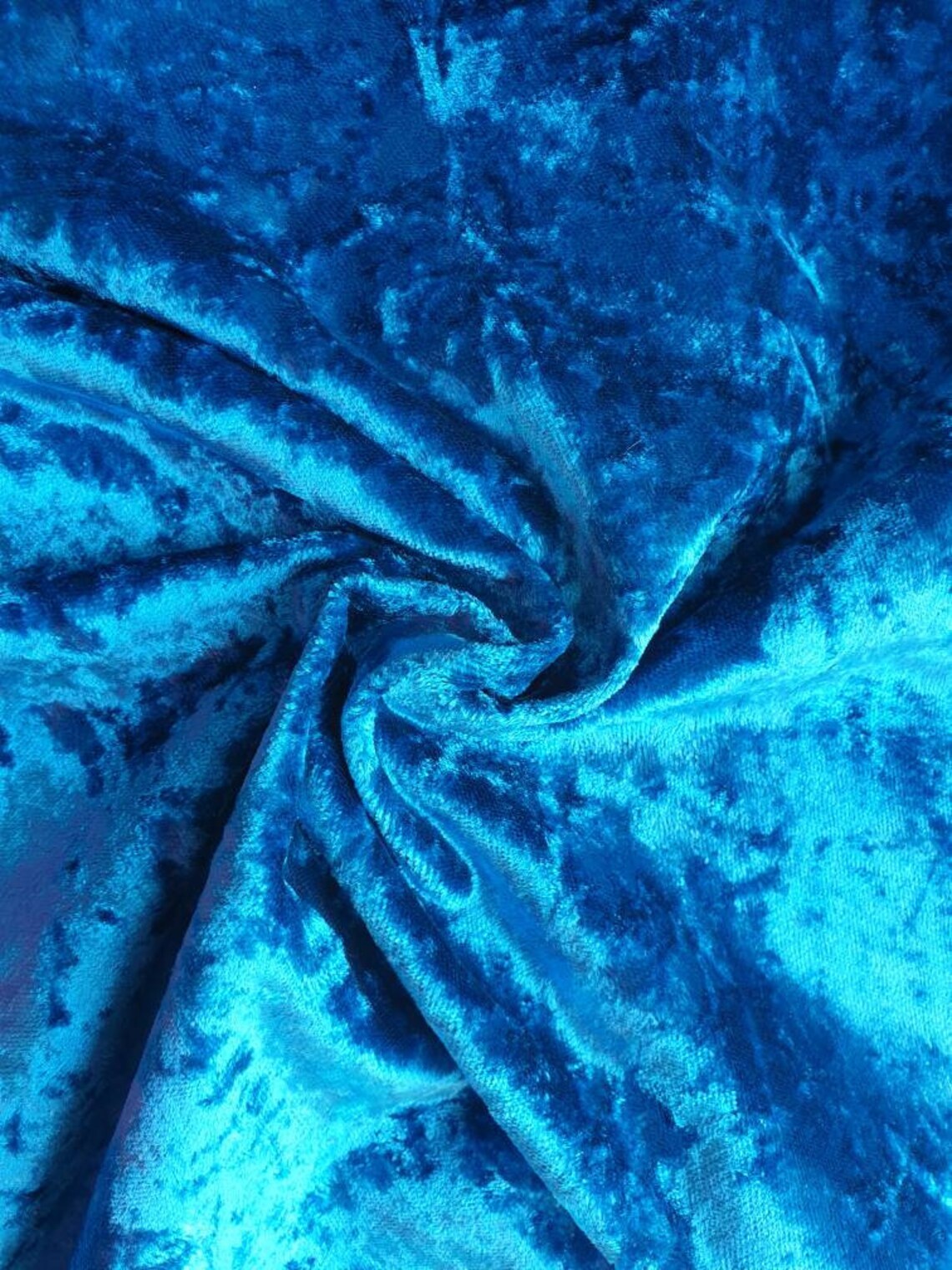 Aqua blue crushed velvet deadstock upholstery fabric price per Etsy