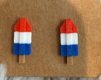 Bomb Pop Earrings – Red White Blue Hypoallergenic Post Jewelry