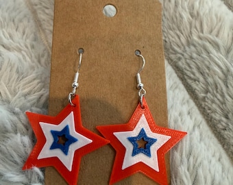 Layered Star Earrings – Red, White, Blue Americana Design