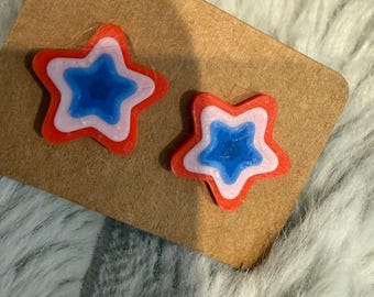 Layered Star Earrings – Red, White, Blue Americana Style