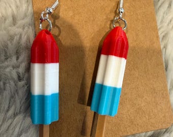 Bomb Pop Dangle Earrings – Red White Blue 4th of July Jewelry