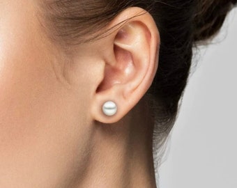 Sllaiss Orecchini Pendenti In Argento Sterling 925 Con Perle Di Conchiglia Bianca 8 Mm – Ipoallergenici, Eleganti, Con Confezione Regalo