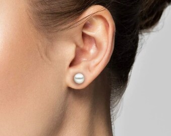 Sllaiss Orecchini Pendenti In Argento Sterling 925 Con Perle Di Conchiglia Bianca 8 Mm – Ipoallergenici, Eleganti, Con Confezione Regalo