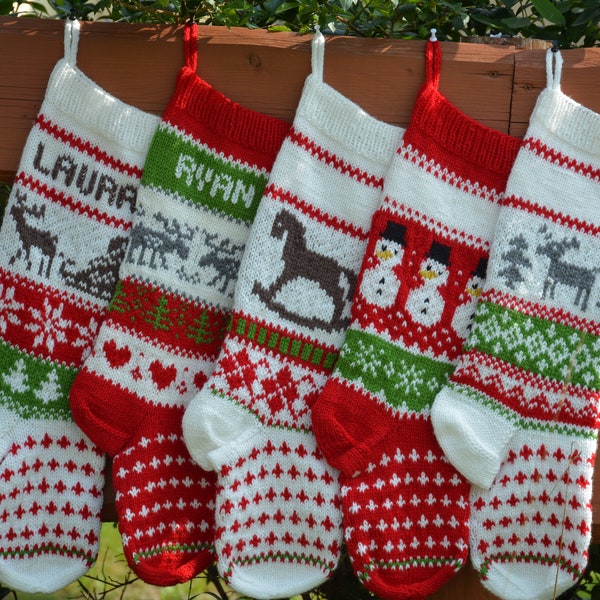 Medias navideñas tejidas a mano, decoración del hogar, medias navideñas personalizadas