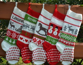 Hand Knitted Christmas Stocking, Home Decor, Personalized Christmas Stocking