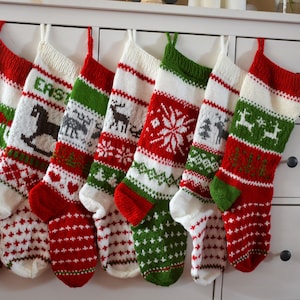 Hand Knitted Christmas Stocking, Home Decor, Personalized Christmas Stocking, Xmas Decorations, Hand Knit Tradistional Wool Stockings