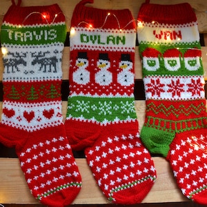 Knit Christmas Stocking,Personalized Hand Knitted Christmas Stocking, Home Decor, Personalized Christamas Stocking, Xmas Gift, Snowmen,