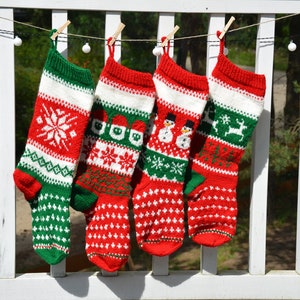 Hand Knitted Christmas Stocking, Home Decor, Personalized Xmas Stocking