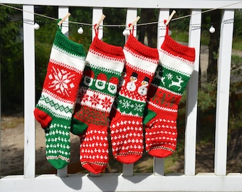 Hand Knitted Christmas Stocking, Home Decor, Personalized Xmas Stocking