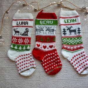 Hand Knitted Christmas Stocking, Home Decor, Personalized Christmas Stocking