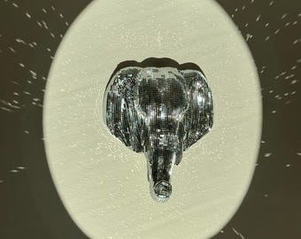Disco Elephant Wall Art Decor: Handmade Wall Sculpture