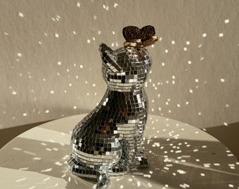 Disco Cat with Butterfly: Playful Home Decor